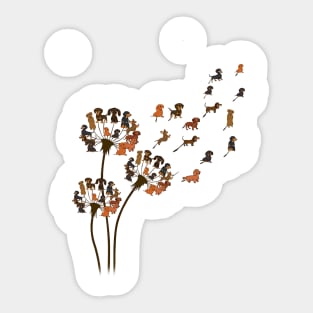 Dandelion Dachshund Flower Cute Dog Sticker